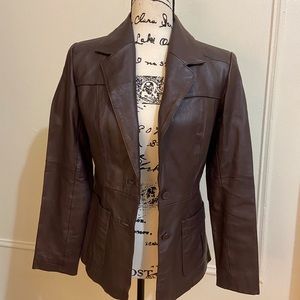 Newport News Leather blazer Size 2
